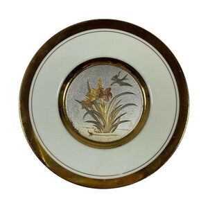 Vintage Chokin Gold Lacy Fine China Keito Flower Plate Made Japan Bird Flowers